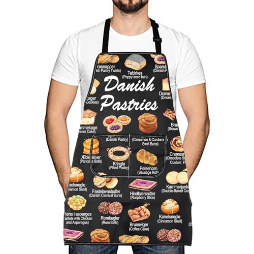Tablier pâtisseries danoises réglable anti-taches pour cuisiner