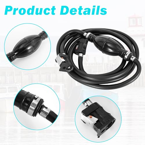 Image of 1 /4'' 6mm Fuel Line Assembly 10ft Marine Boat Fuel Line Outboard Primer Bulb Assembly with Connector Compatible with Outboard Motors