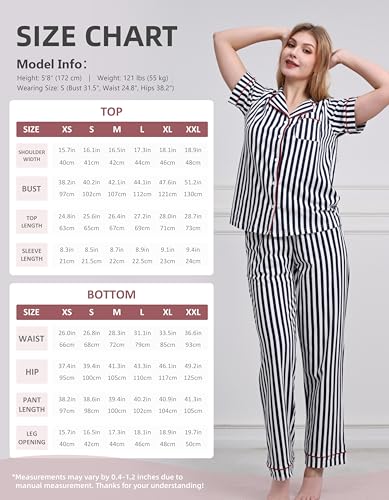 Image of NAP BOUND 100% Cotton Women's Pajama Sets Short Sleeve Button Down Soft Pjs 2 Piece Lounge Set with Pocket Nightwear XS-XXL
