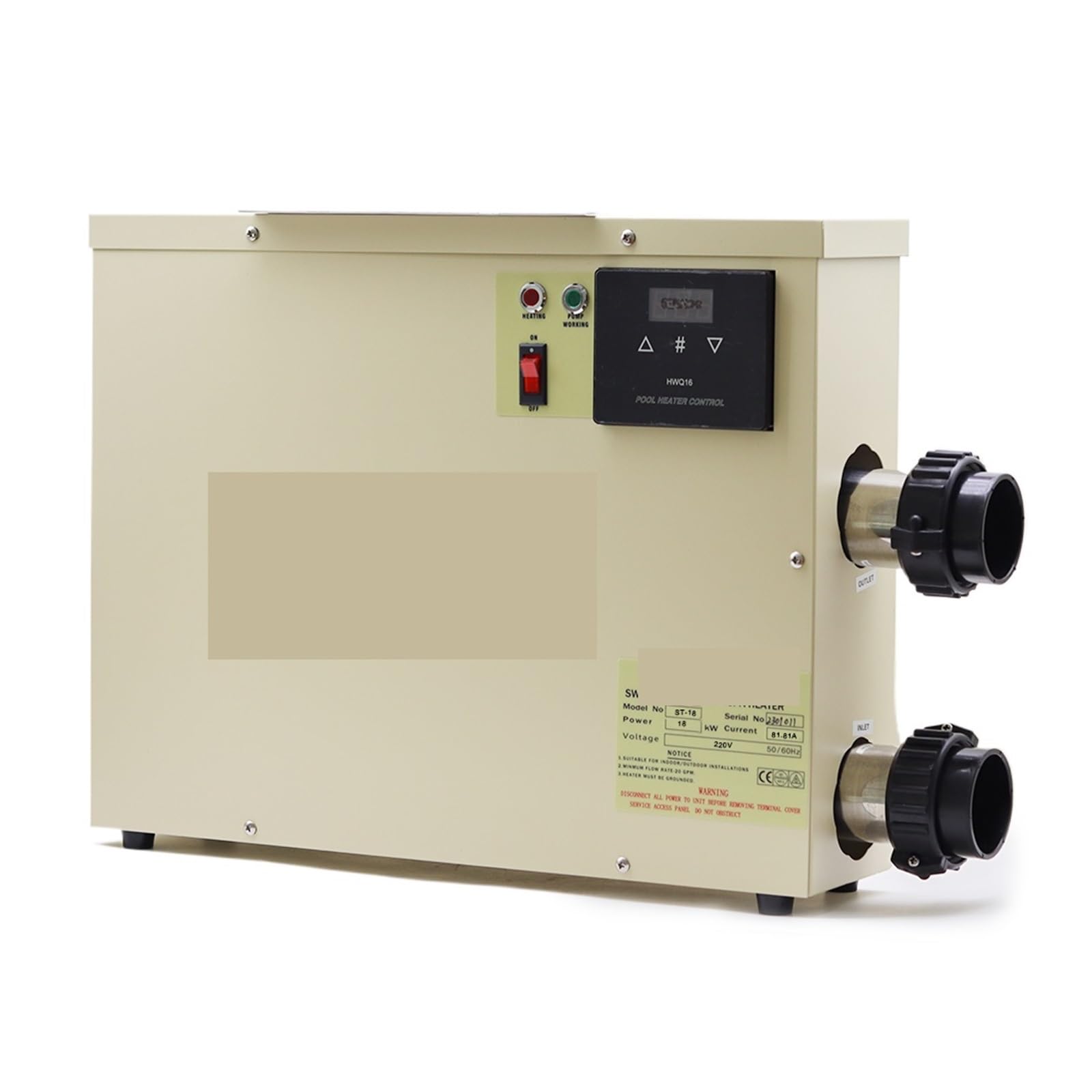 Calentador Piscina, Calentador de agua de 18kw for piscina y termostato de bañera, pantalla táctil impermeable(220)