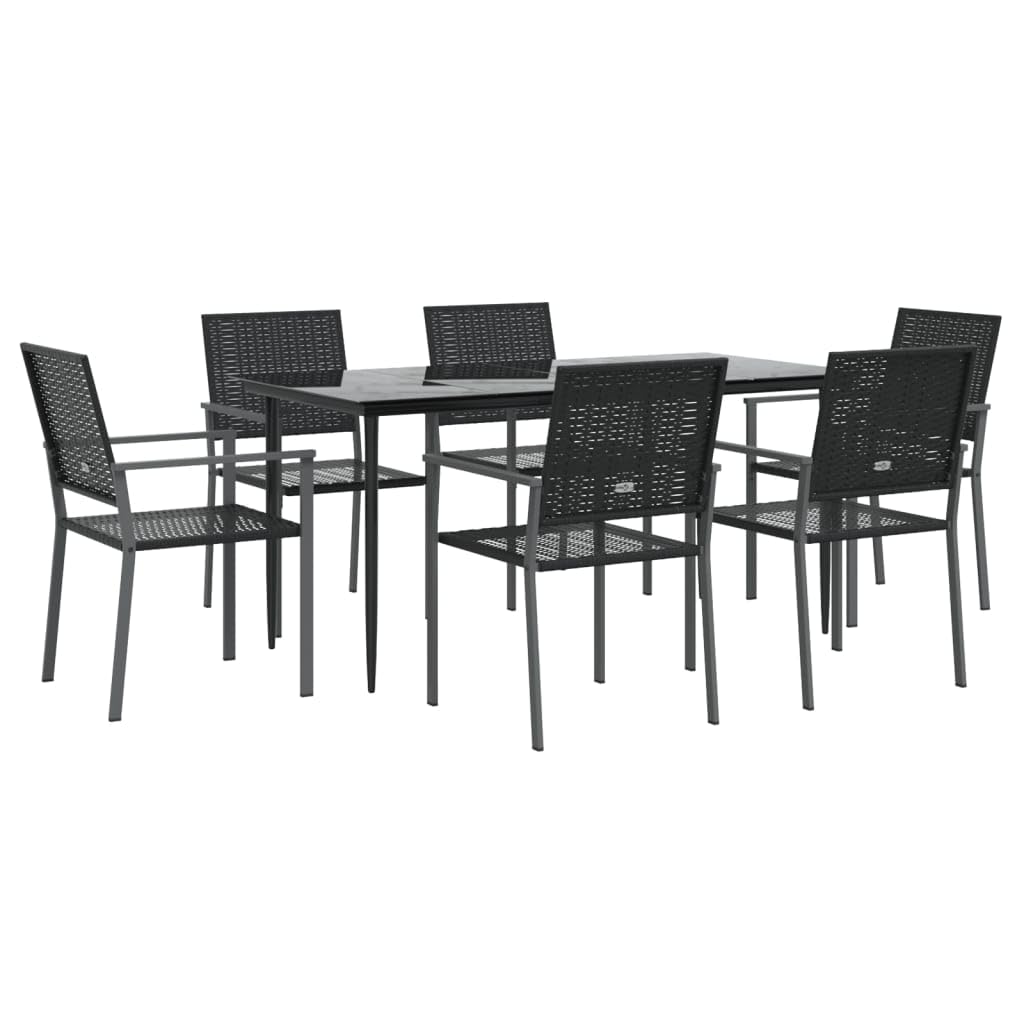 7-TLG. - Juego de muebles de jardín (ratán sintético y acero, 160 x 80 x 74 cm, con 6 sillas, resistente a la intemperie
