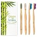 Natural Organic Bamboo Toothbrush - Biodegradable Soft BPA Free with Colored Bristles - Kids and Adults - Pack of Four - By Green Smiles