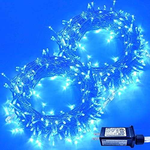 Jmexsuss 500 Led Blue Christmas Lights Outdoor 163 Ft Clear Wire Christmas Tree Lights 8 Modes Blue String Lights For Tree Yard Patio House Party Christmas Decorations Amazon Com