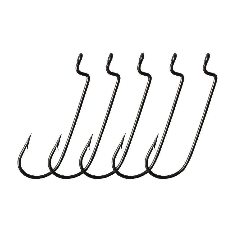 30pcs/Pack Offset Fishing Hooks Worm Hooks Black/Red High Carbon Steel Senko Bait Fishing Hooks 4/0 3/0 2/0 1/0 1#