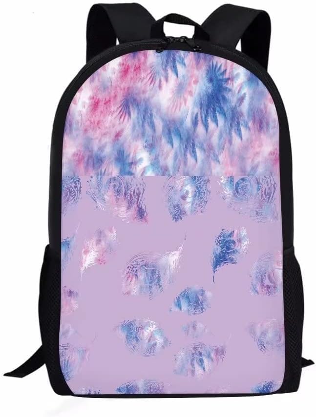 Travel Backpack Colorful Peacock Feather, Classic Print, Black Shoulder 17in Lightweight Casual Daypack for Business Men Women
