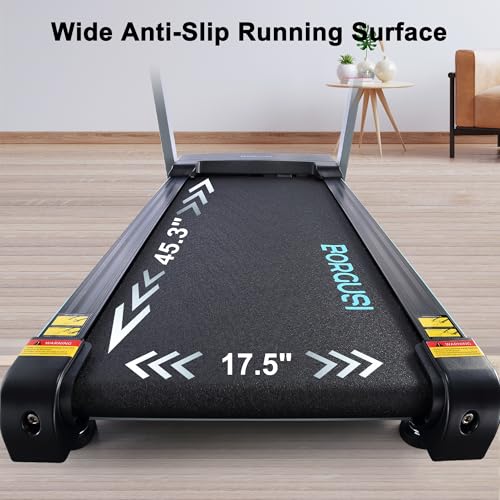 Image of BORGUSI Treadmill with 12% Auto Incline - 300 LBS Capacity Running Machine with 17.5 Wide Belt, 3HP Folding Electric Treadmills with Bluetooth Speaker for Home, Up to 8.5 MPH Speed, 36 Preset Programs