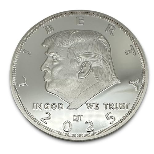 Image of President Donald J. Trump 2025 Silver American Eagle Challenge Coin with Certificate of Authenticity, Oval Office, Trump Coin Collectors Souvenir, Silver Plated, 38mm x 2mm in Protective case