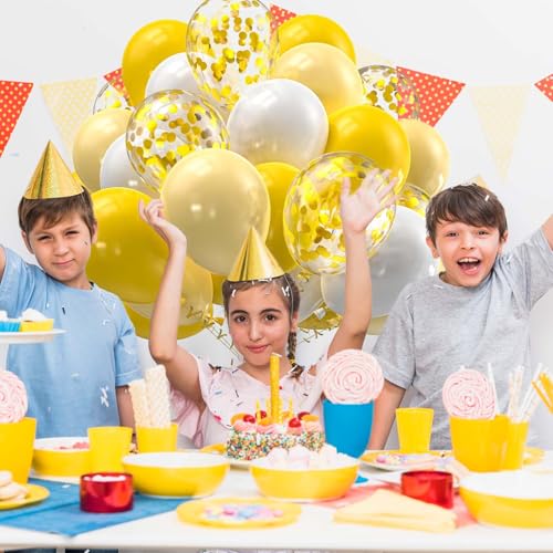 Image of 60PCS White and Gold Balloons,Gold Confetti Balloons White and Gold Balloon Arch Kit,Suitable for Wedding Birthday Party Graduation Engagement Bridal Shower Decorations