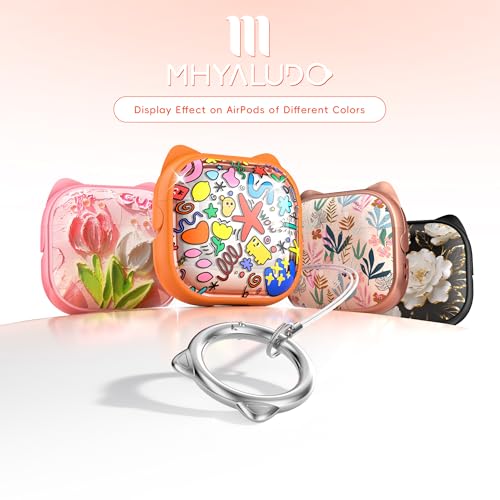 Image of for AirPods 4 Case with Cleaning Kit, Cute Cat Ear Print Design & Cute Buckle, Inverted Phone Holder Design, Top Safe Lock Buckle Design, for Girls AirPods 4 case 2024, Orange Seaworld