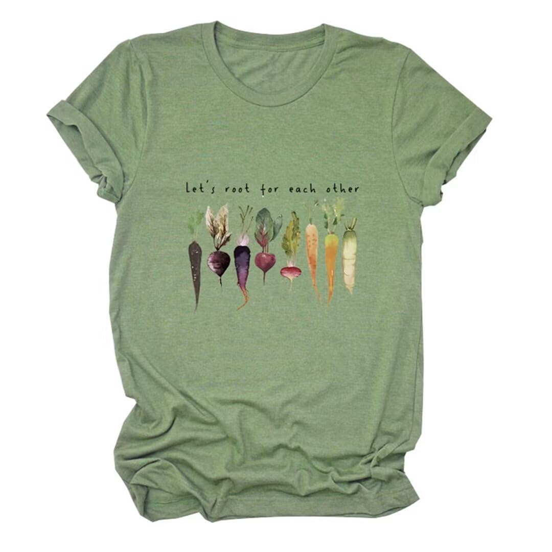 Let's Root for Each Other Shirt Gardening Shirts for Women Garden Plant Lover Short Sleeve Tops Graphic Tees Gardener Gifts