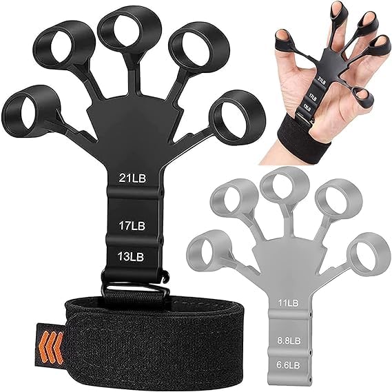 Velco, Nylon, Alloy Farame, Silicone Finger Grip Strengthener - Adjustable Hand Exerciser for Forearm, Wrist & Fingers - Pain Relief for Arthritis & Carpal. (AG LIFESTYLE PRODUCTS), Black