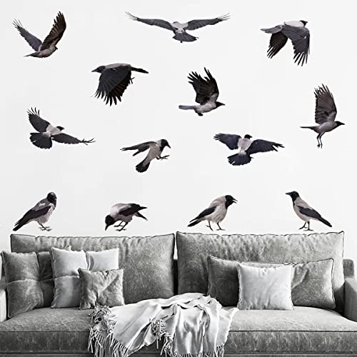 Mefoss Removable Crows Wall Decals 3D Lifelike Raven Wall Stickers Peel And Stick Vinyl Decals Art For Living Room Bedroom Office Wall Decor Windows Stickers #TOP4