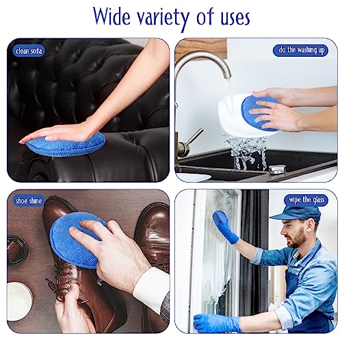 Image of Tanlade 50 Pcs Car Detailing Microfiber Applicator Pad Wax Applicator Wash Microfiber Pads, 5 Inch Diameter (Blue)