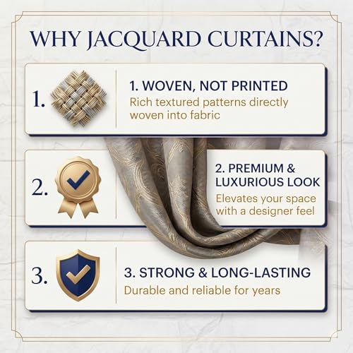 Image of Wakefit Jacquard Room Darkening Curtain | Light Blocking Upto 70% | (9 x 3.9 ft) | Door Curtain | Set of 2 | Reduces Noise | Machine Washable | Smash |Diamond Sage Grey