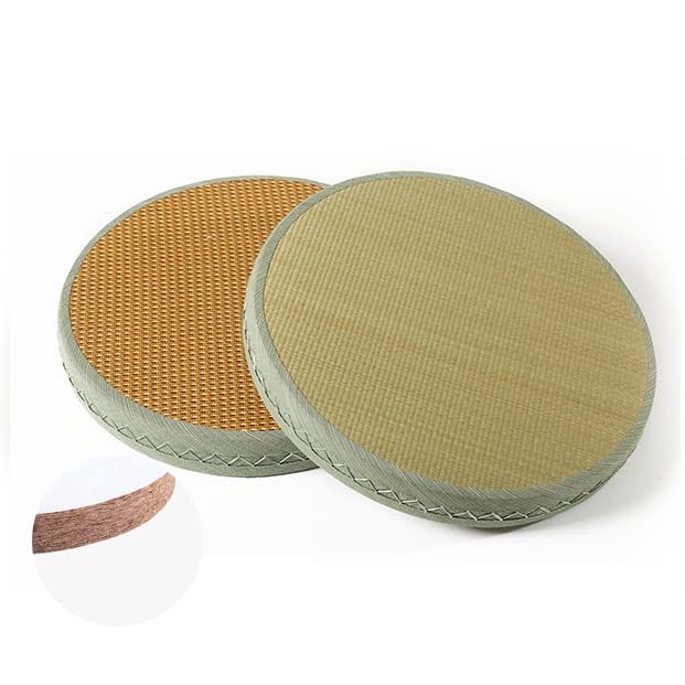 Tapis de cocotier Rond Style Japonais et Coussin Tatami de Sol en Paille