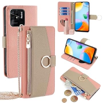 YOUULAR Capa carteira com alça transversal compatível com Xiaomi Civi 3 5G, bolsa magnética com bolso com zíper, capa flip de couro PU à prova de choque com suporte para Xiaomi Civi 3 5G rosa
