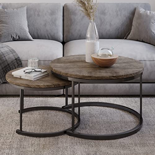 Round Coffee Table Set ' 2-Piece Nesting Tables to Use