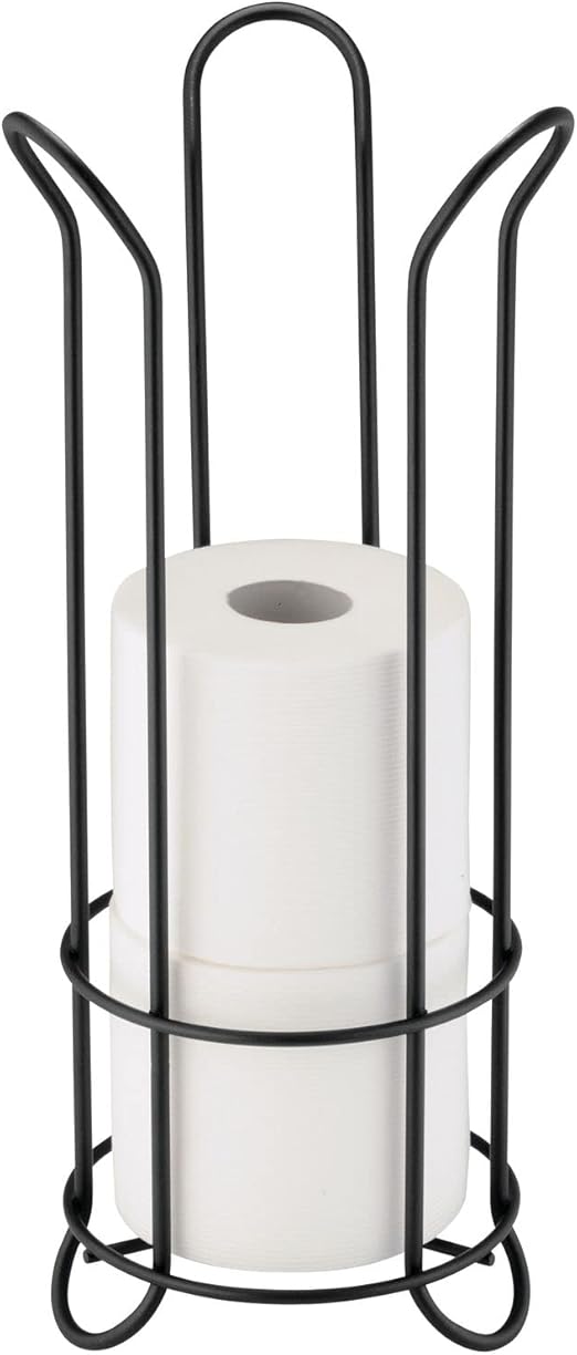 mDesign Decorative Metal Free Standing Toilet Paper Holder