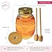 Kate Aspen 24oz. Bee Hive Shaped Honey Glass Mason Jar with Two Wooden Honey Dippers, Bamboo & Metal Lid, Kitchen Decor, Bumblebee Baby Shower Prize, Take Home Gift, Bee Decorations