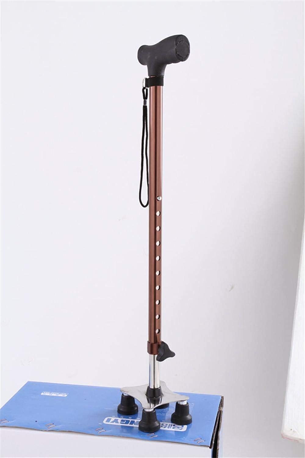 Muletas para adultos Bastón para caminar con bastones de muletas -con base pequeña de 4 patas- Bastón ajustable fácil e inteligente-Acero inoxidable Andador de aluminio liviano