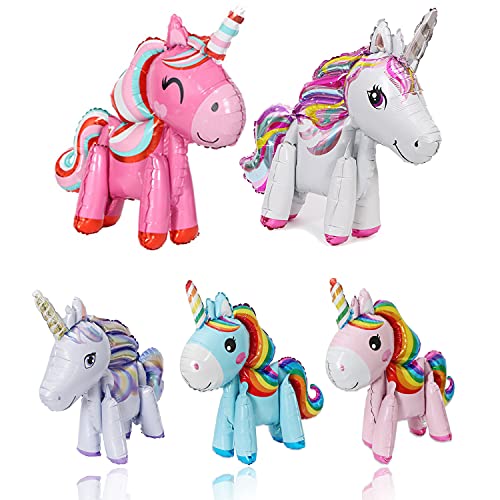 22''Giant Unicorn Balloons Party Decorations Kit 5Pcs Self Stand Steadily Colorful Unicorn Balloons Design Unicorn Foil Balloons Toy Wedding Shower Birthdays Decoration For Girls Party Supplies #TOP4