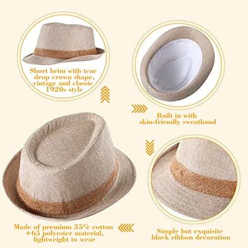Image of 16 Pcs Bulk Fedora Hats for Men 1920s Short Brim Pork Pie Panama Hats for Beach Men Women Summer Accessories(Bright Colors)