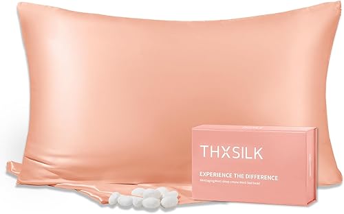 THXSILK Funda de almohada 100% seda de morera para la salud del cabello y la piel, cremallera oculta, 25 mommes, ambos lados suaves, transpirables y
