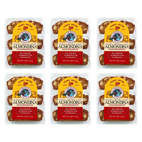 Almondina Almond Cookies, Gingerspice Flavor, Roasted Almonds With Real Ginger, Non-Dairy And Kosher Thin Cookies, Toasted With Natural Ingredients, Sweet And Crunchy Biscotti Snack, 4-Ounce Package (Pack Of 6) #TOP3