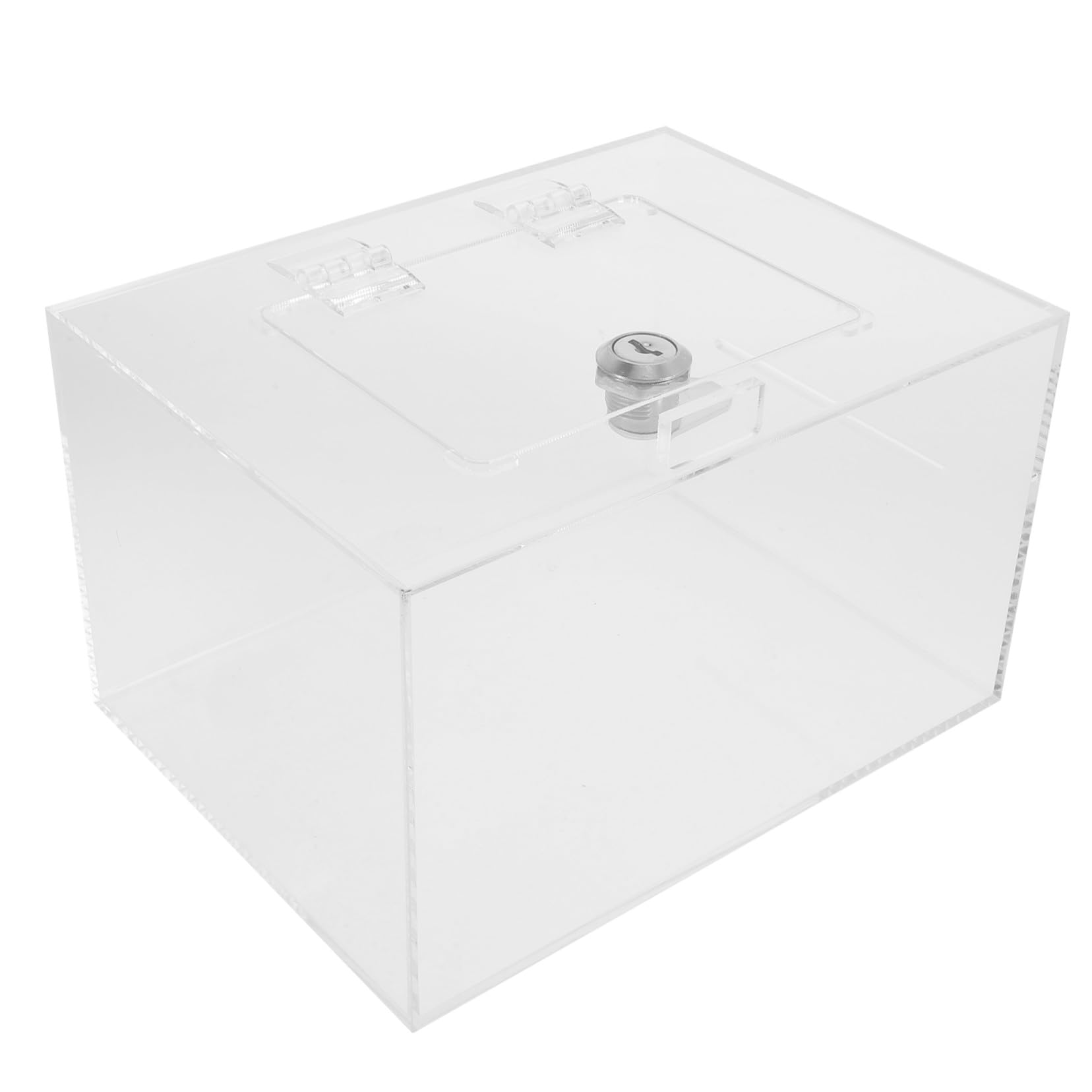 Caja de acrílico con llave transparente para seguridad en urnas de votación de mesa