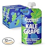 Fruigees Fruit Squeeze Snack Pouches (Kalefornia Grape, 12 Count) | Made from Organic Fruit & Veggies | Organic • Non-GMO • Kosher • Vegan • Gluten Free | Delicious & Healthy Snack for Kids & Adults
