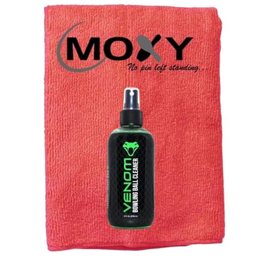 Bowlerstore Products Motiv Venom Bowling Ball Cleaner - 8oz with Moxy Micro Fiber Cleaning Towel (Red)