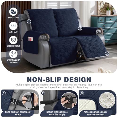 Image of TAOCOCO Waterproof Loveseat Recliner Covers Non Slip for Reclining 2 Seater
