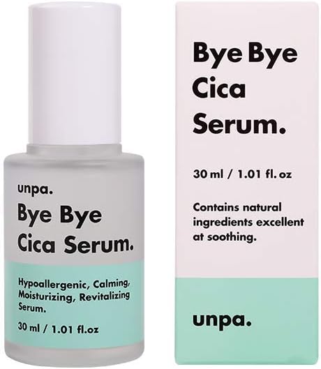 UNPA Bye Bye Cica Serum : Deep Hydrating and Repairing Centella asiatica (Gotu kola) & Madecassoside Extract Recovery Ampoule. Moisturizer Soothes Stressed Skin & Reduces Redness, 1.01 Ounce