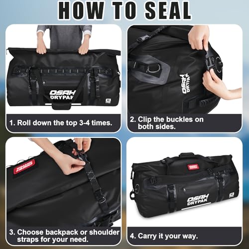 OSAH DRYPAK Waterproof Duffel bag Roll-Top Travel Duffel Bag Heavy Duty Waterproof Bag with Straps & Handles 90L/120L/150L for Camping, Boating, Traveling, Motorcycling, Hunting by OSAH DRYPAK - Image 5
