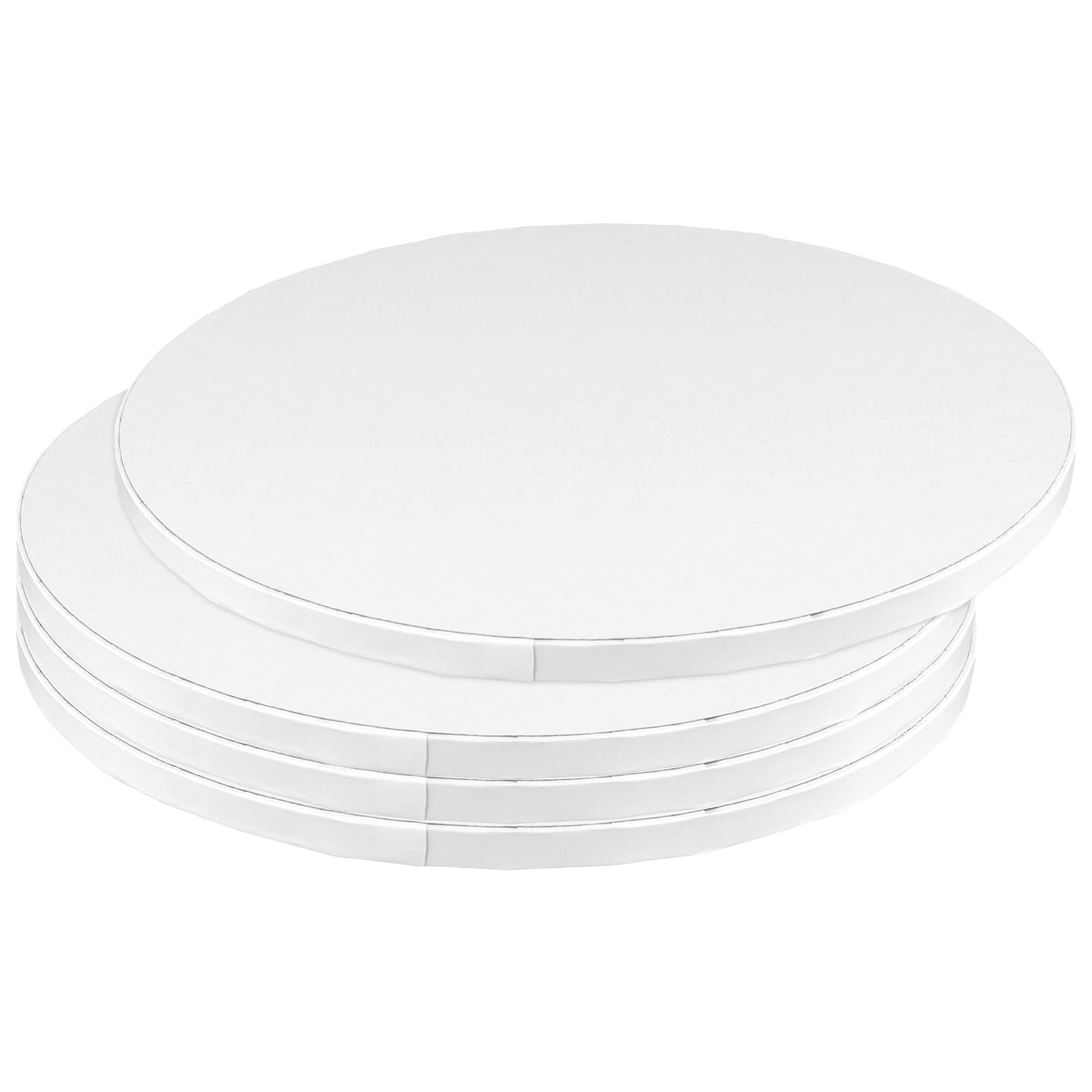 Lot de 10 Cake Boards 25 cm - Supports à Gâteau Ronds en Carton Ondulé 4 Couches - Plateau Jetable pour Mariage, Anniversaire, Fête (Blanc)