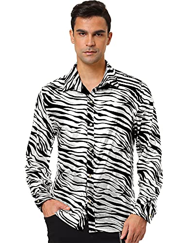 Lars Amadeus Men's Vintage Leopard Animal Print Button Down Long Sleeve Casual Shirt2