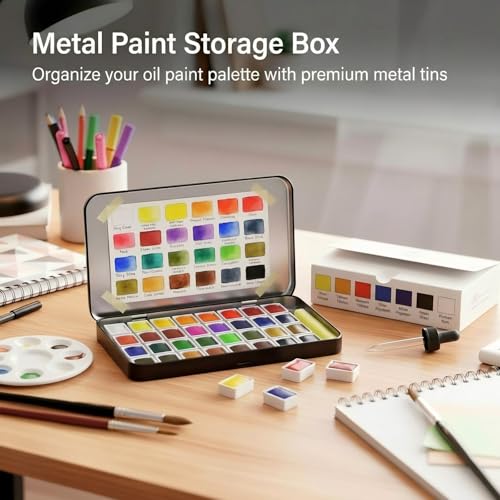Image of Geiserailie 20 Pack Rectangular Metal Tin Box with Lid Metal Hinged Lid Tin Mini Paint Storage Box Empty Container Storage for Watercolor Jewelry Pen Candy Craft Organizer 7.0 x 4.2 x 0.6'' (Black)