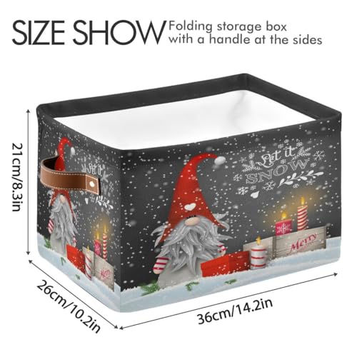 Image of Winter Gnomes Storage Basket Fabric Kitchen Baskets Let it Snow Christmas Decorations Open Home Storage Bins Boxes Foldable Organizer Bag for Toy Book Shelf Closet Baskets 16x12x8 Inches 2 Pack