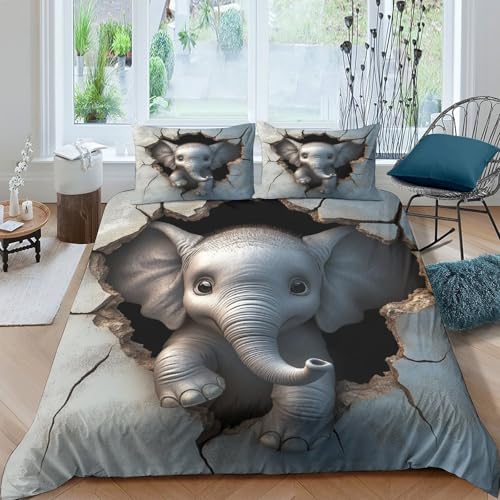 Drap de couette éléphant 3D dessin animé pour transformer l'atmosphère du lit - 4