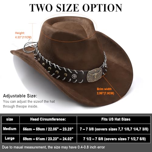 Image of Cowboy Hat for Men Women Suede Western Leather Cowgirl Hats Uniex Hat