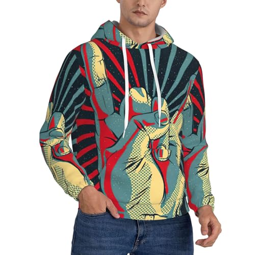 Sweat à capuche rock and roll homme EdWal imprimé graphique pull poche kangourou