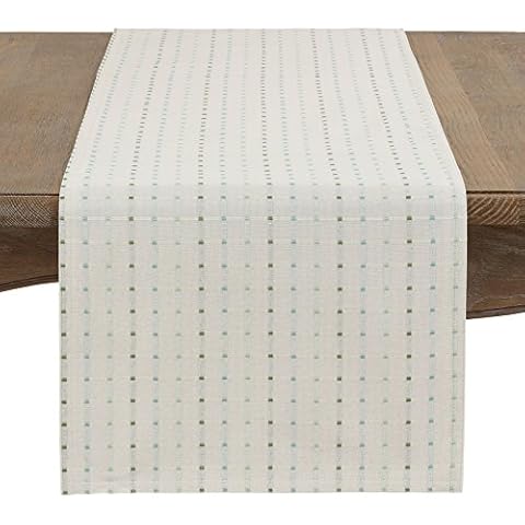 Saro Lifestyle Stitched Line Table Runner, White, 16" x 72" Cover