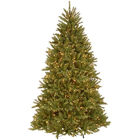 National Tree Company Pre-Lit Artificial Full Christmas Tree, Green, Dunhill Fir, White Lights, Includes Stand, 7.5 Feet Cover