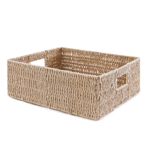 Panier jonc de mer rectangulaire 32 cm avec poignées tressées