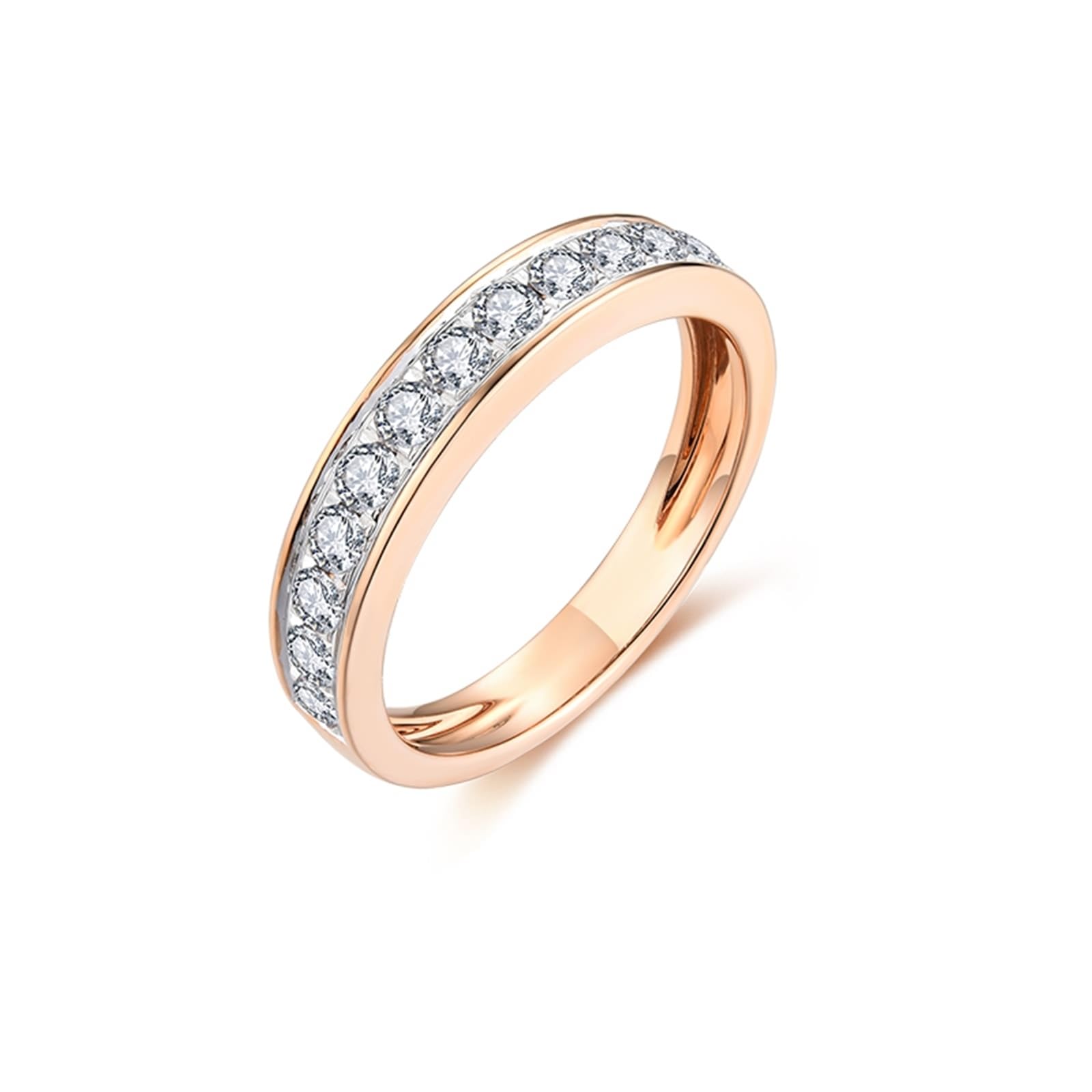 Wycian Anello Fidanzamento Donna Diamante Anelli Fidanzamento Oro Bianco 9K/14K/18K Elegante Design a Mezza Fila con Diamante Rotondo da 0,5 CT Numero Solido Non Placcato Moda per Zia Natale Gioielli