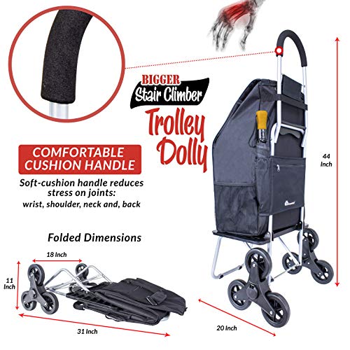 dbest Products 01-599 Bigger Trolley Dolly Stair Climber Grocery Foldable Cart Condo Apartment, Black, 44 Inch by dbest products - Used condition - Image 4