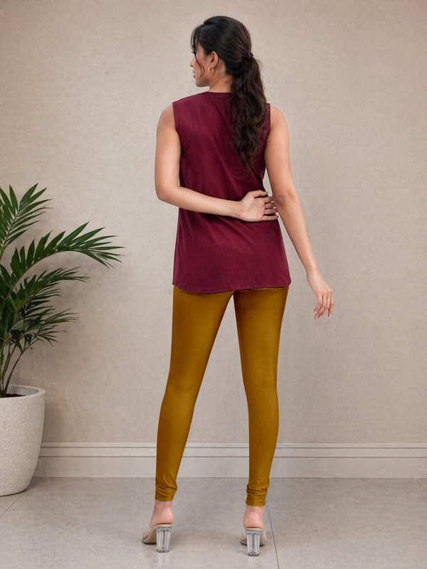 Image of TRENDMALLS Women's Microfiber Elastane Stretch Soft Churidar Length Leggings with Ultrasoft Waistband