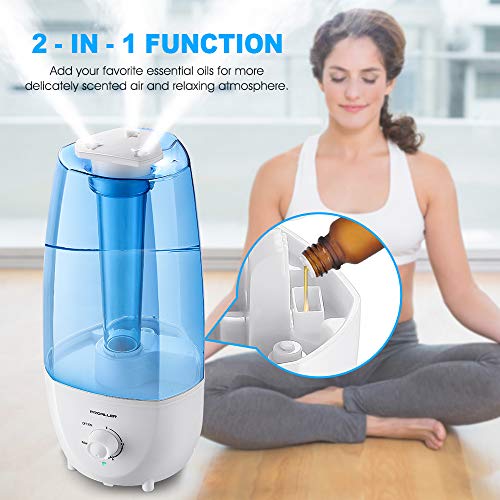 PROALLER Ultrasonic Cool Mist Humidifier Oil Diffuser Vaporizer, 3L/0.8 Gal for Bedroom, Baby, Home, Office, Filter Free, Waterless Auto Off, Portable