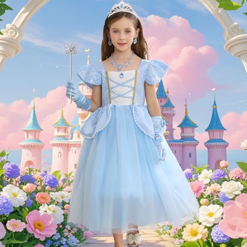 Disfraz Princesa Azul para Niñas Cosplay Carnaval miniatura 2