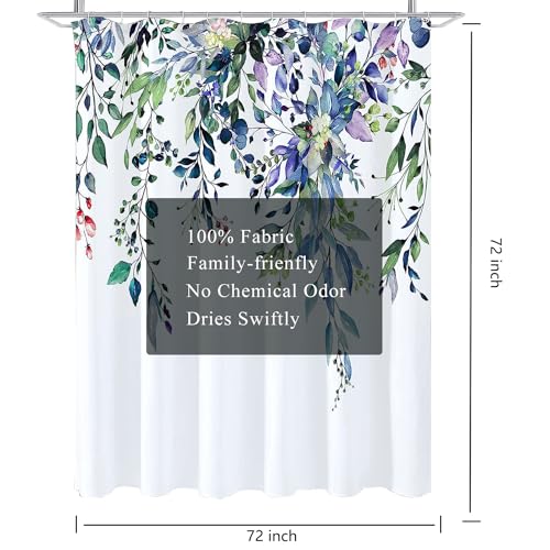 Image of LLSCL Purple Droop Leaves Fabric Shower Curtain Liner with Magnets, Tire Pattern Waterproof Hotel Quality, 72 x 72 Machine Washable
